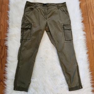 Eileen Fisher Skinny Ankle Military Zip Cargo Pants Cotton Utility Joggers - 14